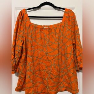 Michael Kors Orange Chain Pattern Blouse